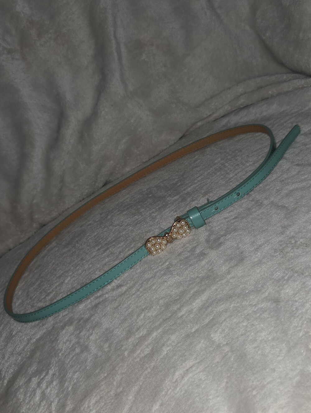 Turquoise Pearl Bow Slim Women’s Belt